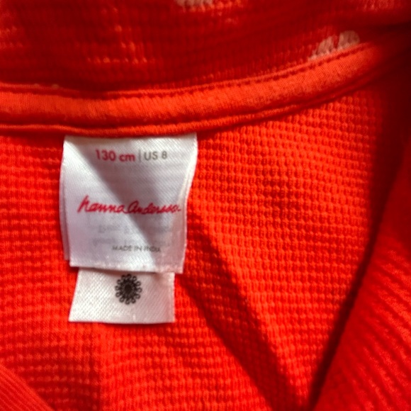 Hanna Andersson thermal 3/4 zip waffle top red daisy size 130 US 8 - Picture 3 of 4